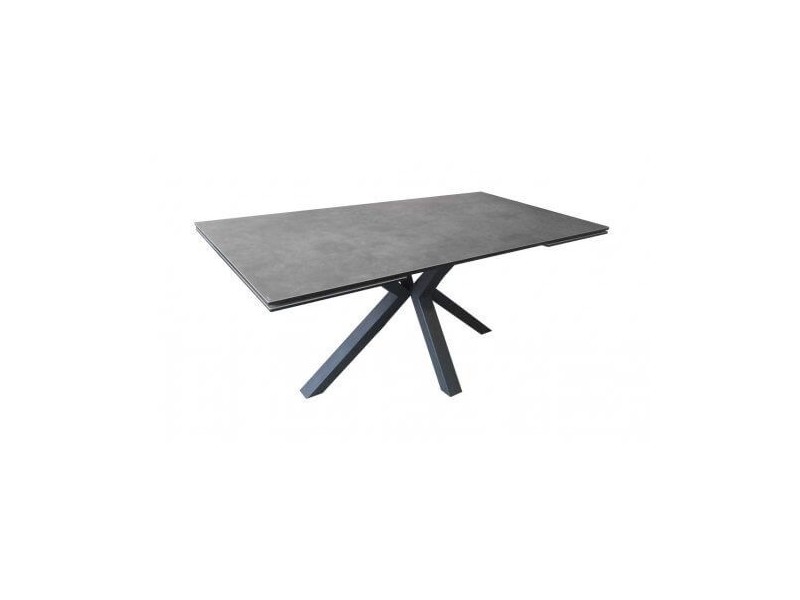 TOURNESOL - Table rectangle 2 rallonges escamotable plateau en céramique  coloris gris nuancé