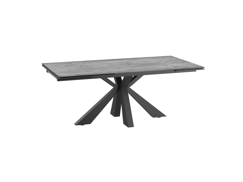 Table de repas 2 rallonges escamotables plateau en céramique coloris silver